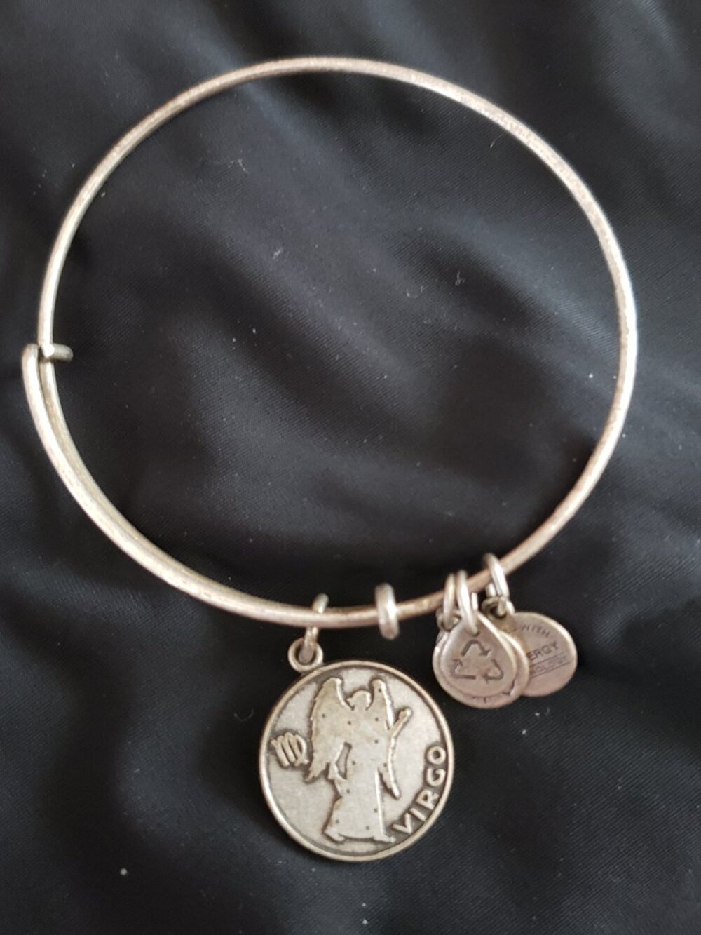 💚 Alex and Ani Virgo Zodiac Sign Silver Charm Bangle A 312